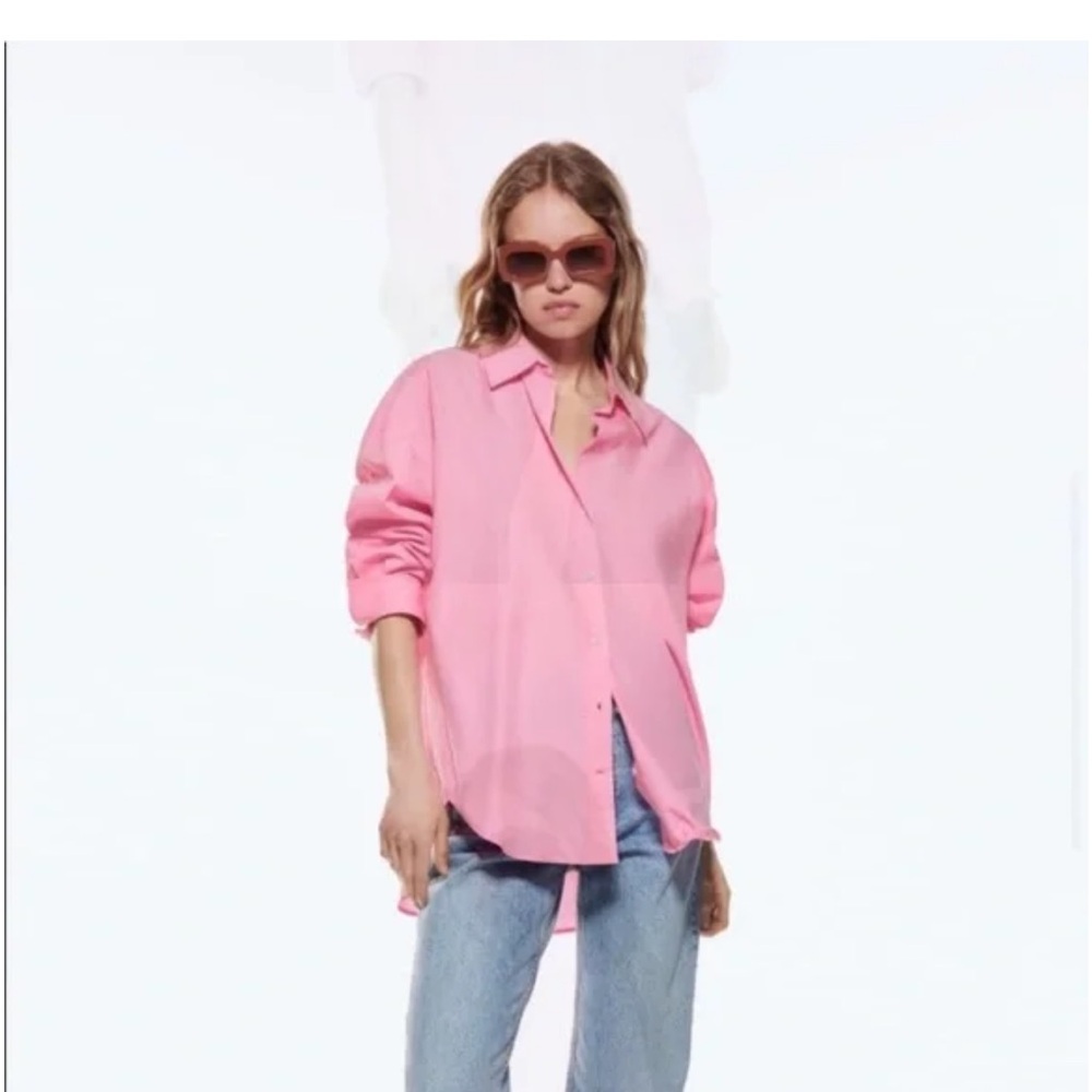 Zara pink poplin top